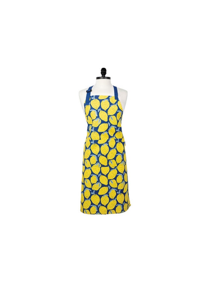 Lemons Print Designer Chef Apron Yellow and Blue 35 Inch 6012-2588